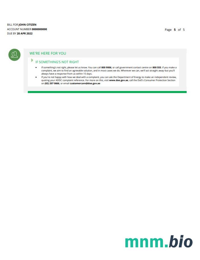 UAE Fujairah Al Ain Distribution Co. Szablon rachunku za media Word i PDF (5 stron) 5